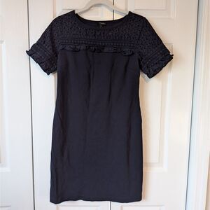 Talbots Lace Trimmed Interlock Shift Dress Small 100% Cotton Workwear Career